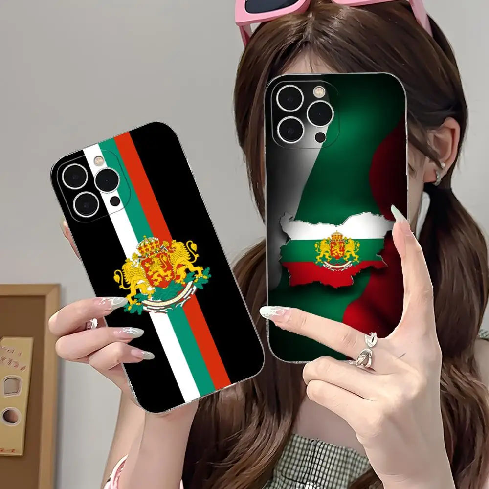 Funda de teléfono móvil con bandera de Bulgaria para iPhone 16 15 14 13 12 11 X XR XS 8 6 Pro Max Plus Mini cubierta de Color transparente cubierta de lujo