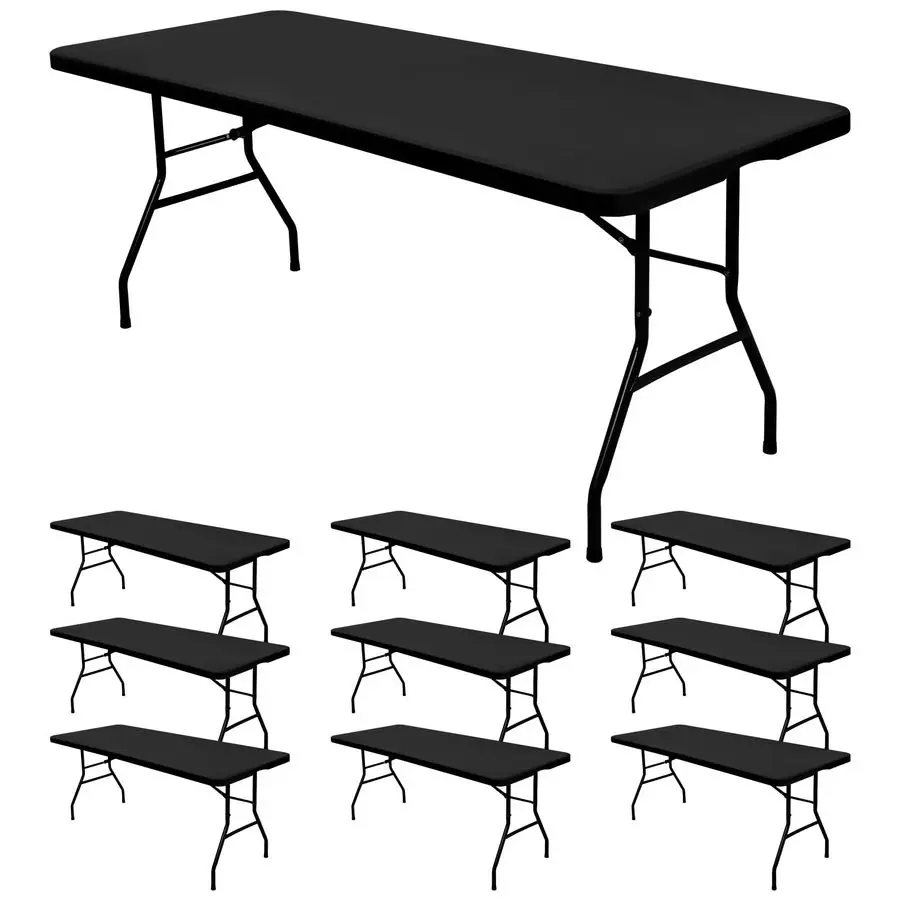 

Чехол для стола из эластичной ткани, подходит для 6 столов, универсальные чехлы для столов из спандекса, моющиеся, эластичные, прямоугольные, профессиональные.