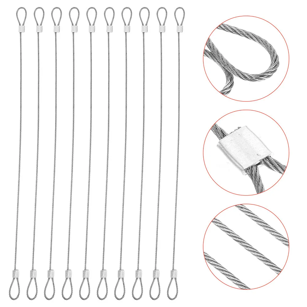 20pcs Stainless Steel Wire Rope Loops Heavy Duty Safety Cable for Home Construction Stage Use