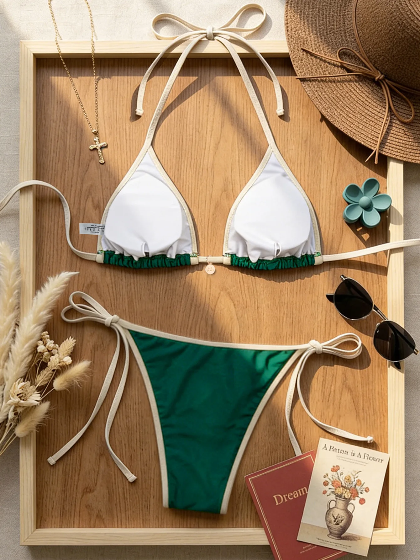 2026 Neuer Europäischer und Amerikanischer Stil Bikini Sexy Farbblock-Design Dreieckiger Zweiteiliger Damen-Badeanzug Set – Detail 23