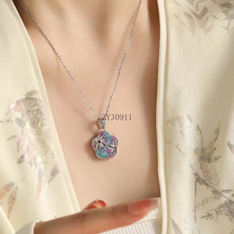 925 prata flor pingente colar nicho design sentido moda versátil novo presente de jóias de arte chinesa