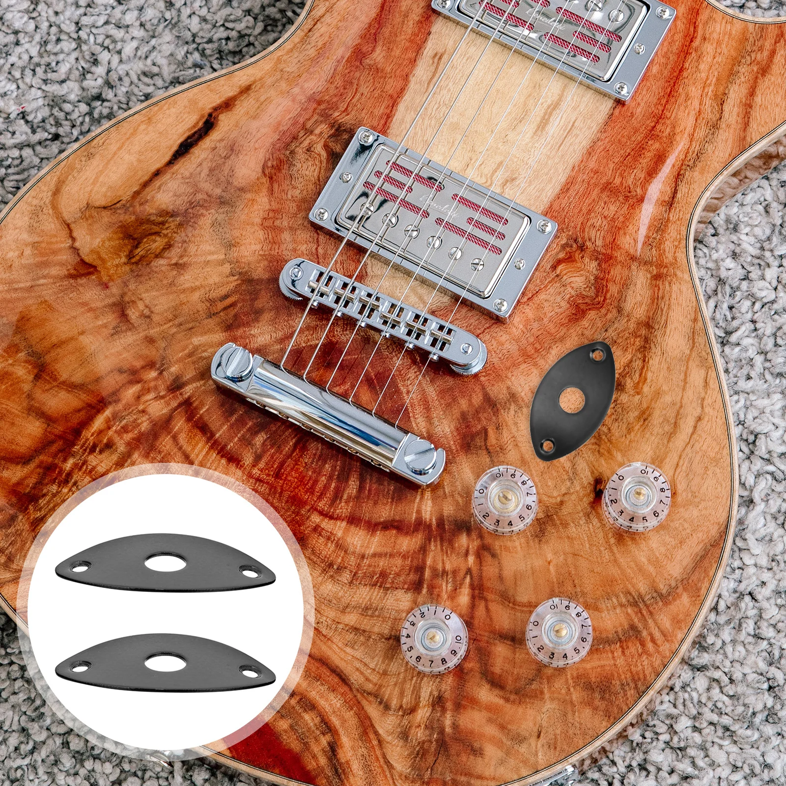 

2 pcs Electric Cover Zinc Alloy Output Baffle Pickup Jack For Guitar Cat Eye Shape Outer Pad Jackplate For Electric Bass Guitar