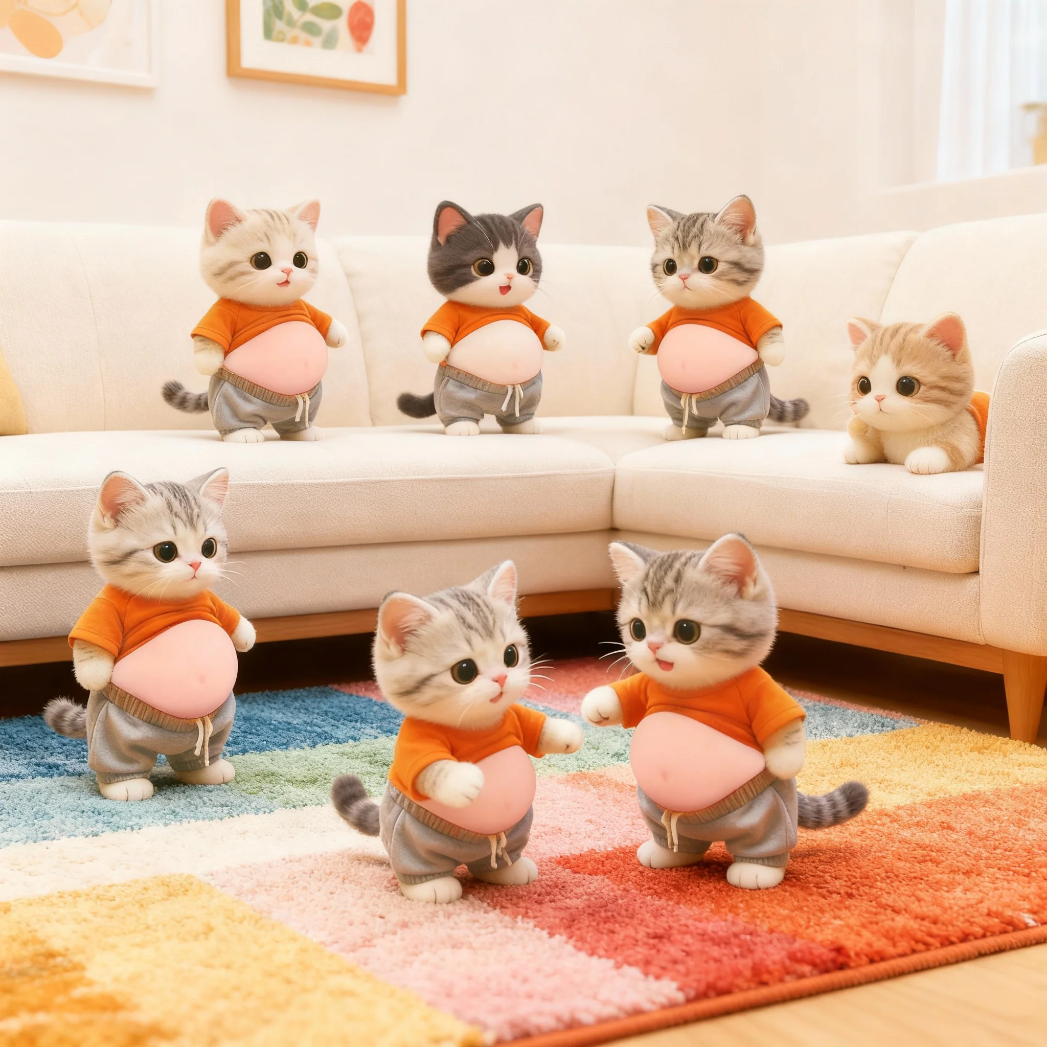 3 Kinds Tabby Cat 3D Belly Stickers Soft Silicone For Phone Case Car Decoration Children's Birthday Party Favor Festival SupplY