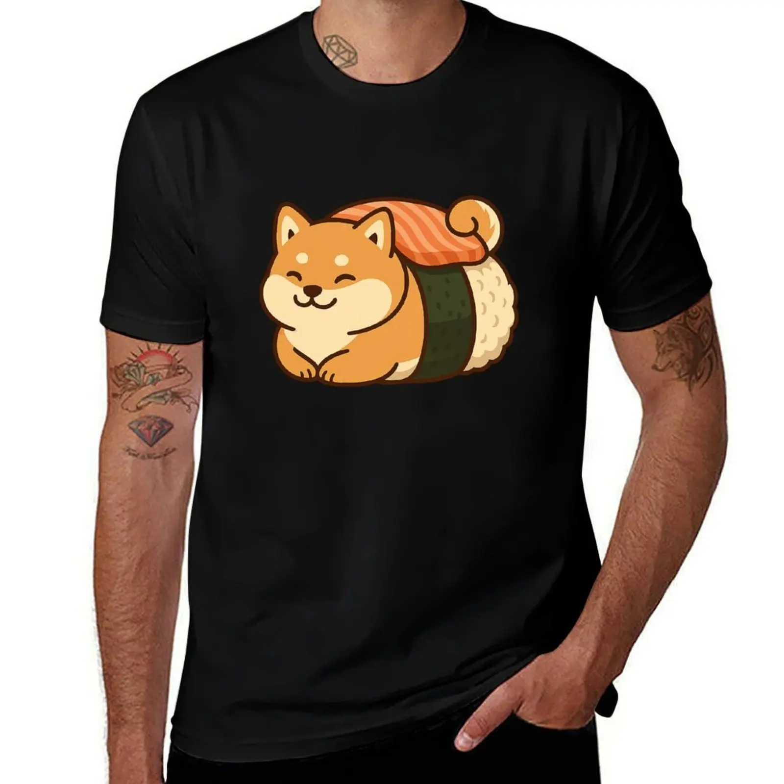 

Shiba Sushi Roll – Cute Kawaii Dog Sticker T-Shirt tops Aesthetic clothing mens vintage t shirts