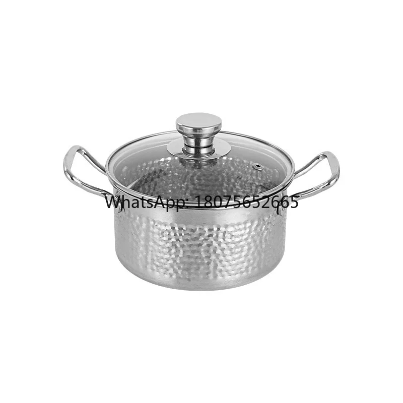 Stainless steel single-serving hot pot with hammered texture for clubs, hotels, and buffets - rotating soup pot