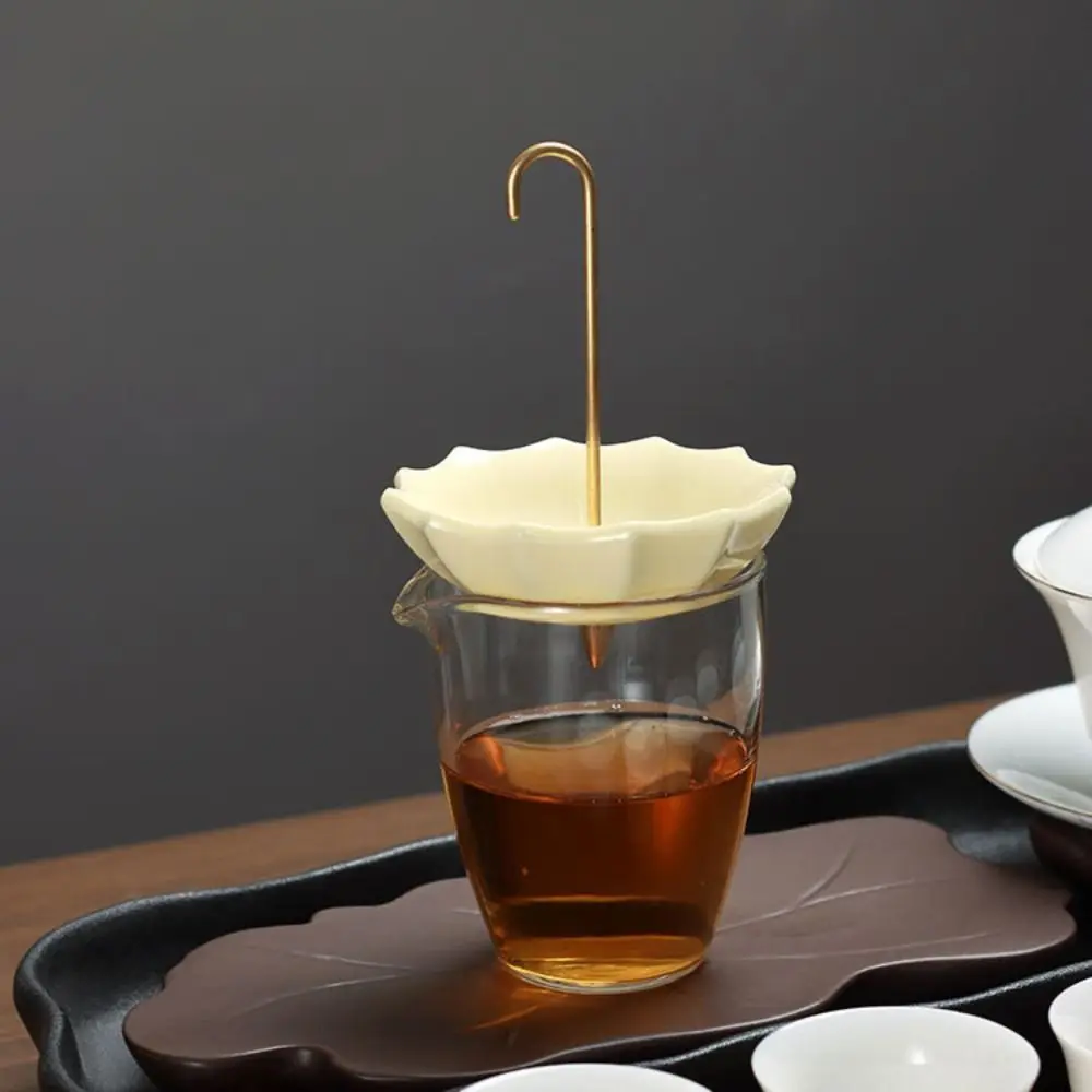 Creative Fine Mesh Ceramic Umbrella Tea Filter Solid Color Vintage Tea Infuser Integrated Tea Separation Filter Tea Room