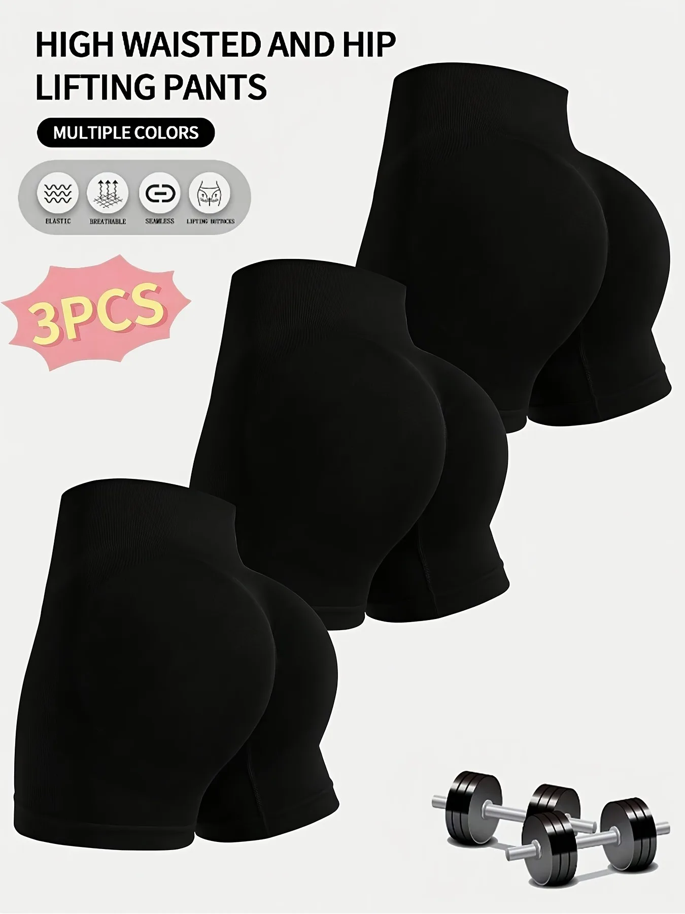 Lot de 3 shorts de yoga taille haute pour femmes, shorts d'entraînement amincissants respirants et très extensibles