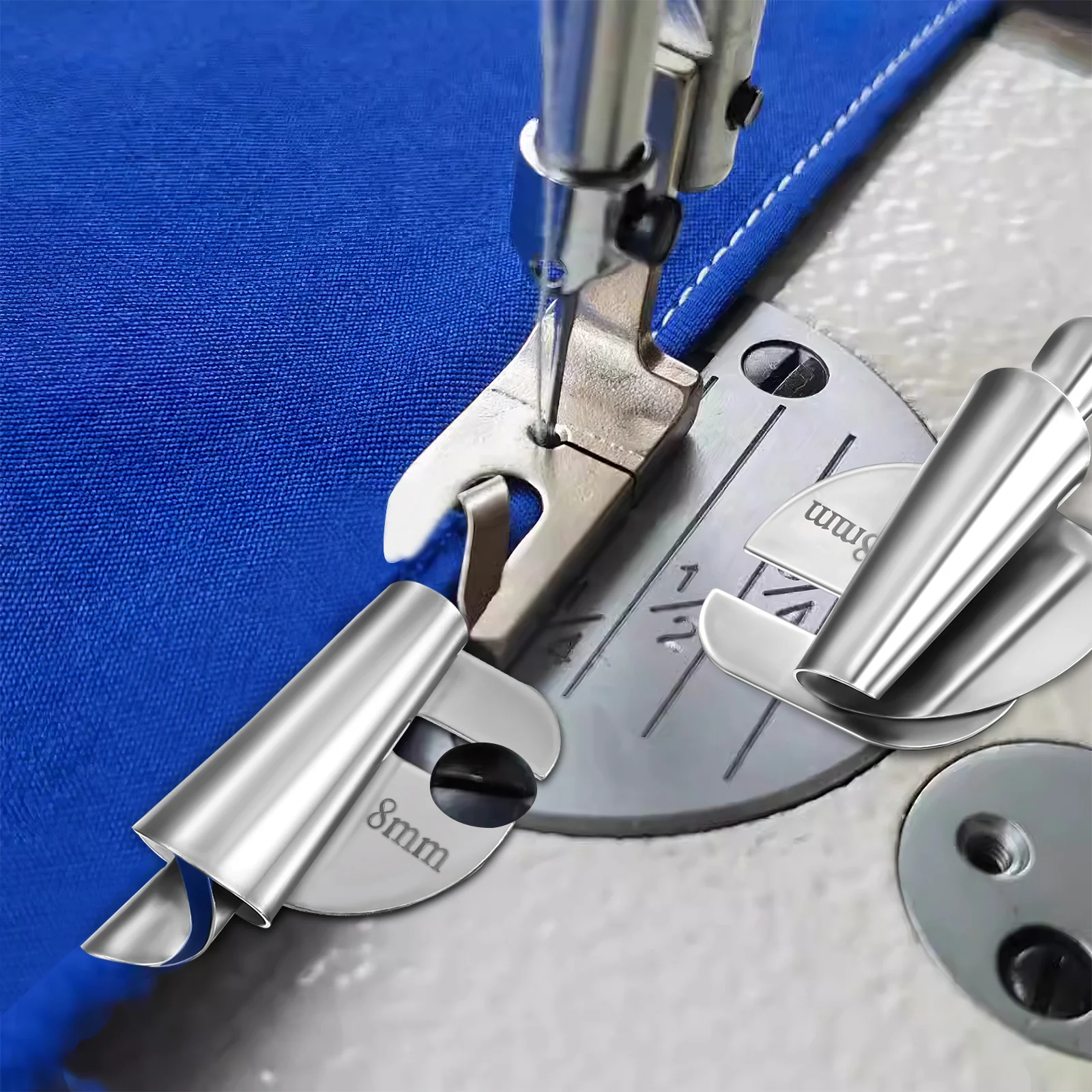 6Pcs Universal Rollsaum Nähfüße Stahl Nähmaschine Säumer Fuß Set Spirale Form für Naht Guide Binder zubehör