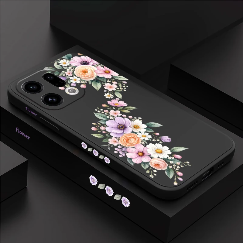 Pink Small Floral Flower Phone Case For OPPO Reno 16 FS 16C 15F 14F 13 12 10 Pro Mini Soft Silicone Lens Protect Back Cover Etui