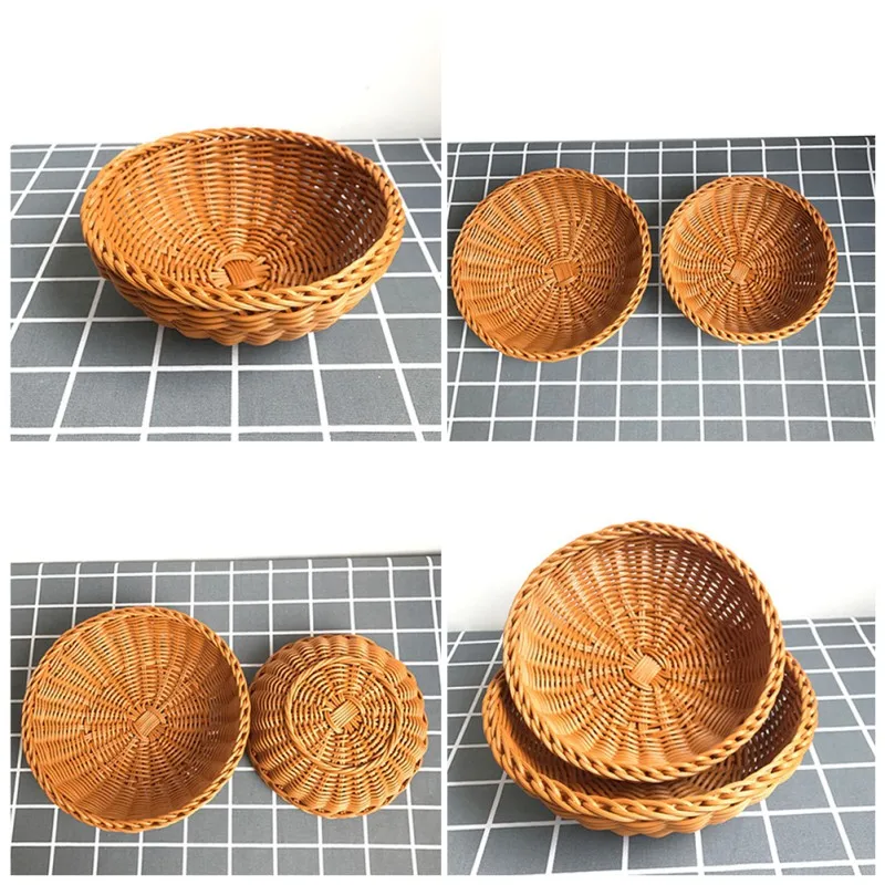 Fruit Baskets for Bowl Food Storage In Kitchen Room Small Vintage Decorative Rattan Wicker Basket Serving Snack Bread Holder