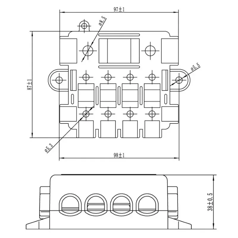 New 12V/24V Car 5 Way Blade Fuse Holder Box for DC Durable Power Distribution