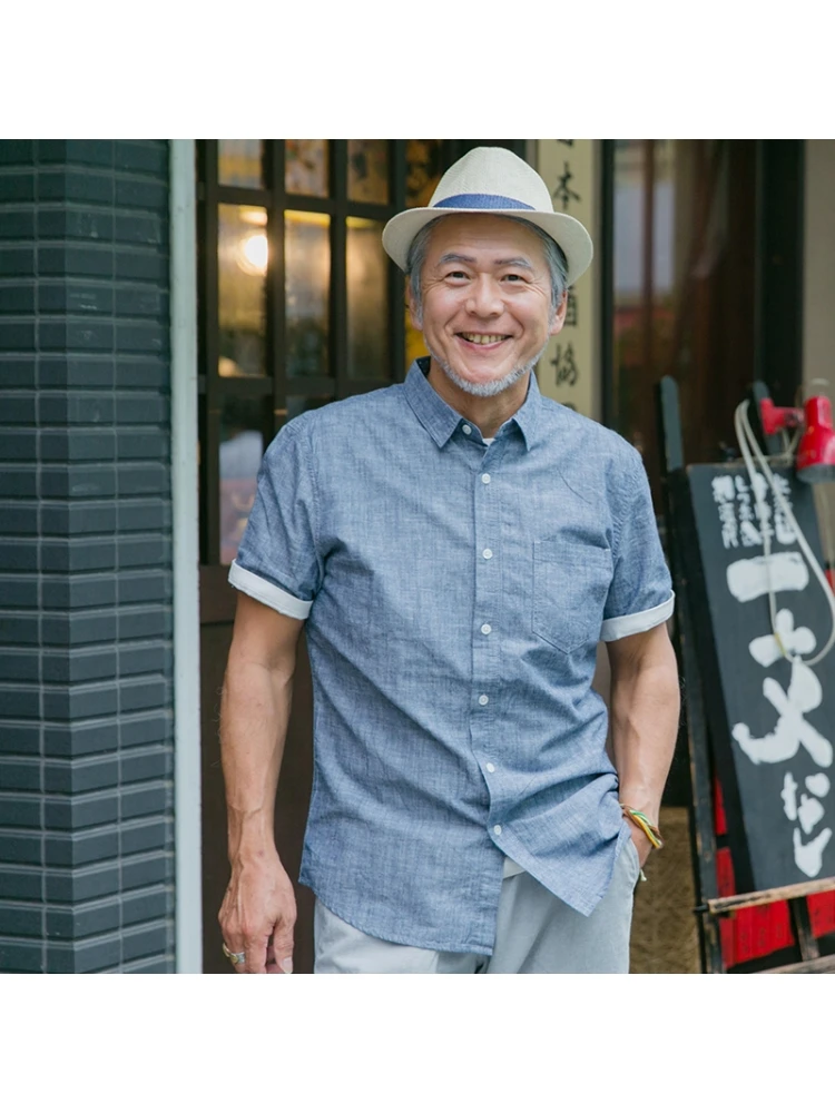 

Loose Fit Pure Cotton ort Sve irt for Middle-Aged And ly Men Breathable Casual Sle Summer Faion Urban Wear