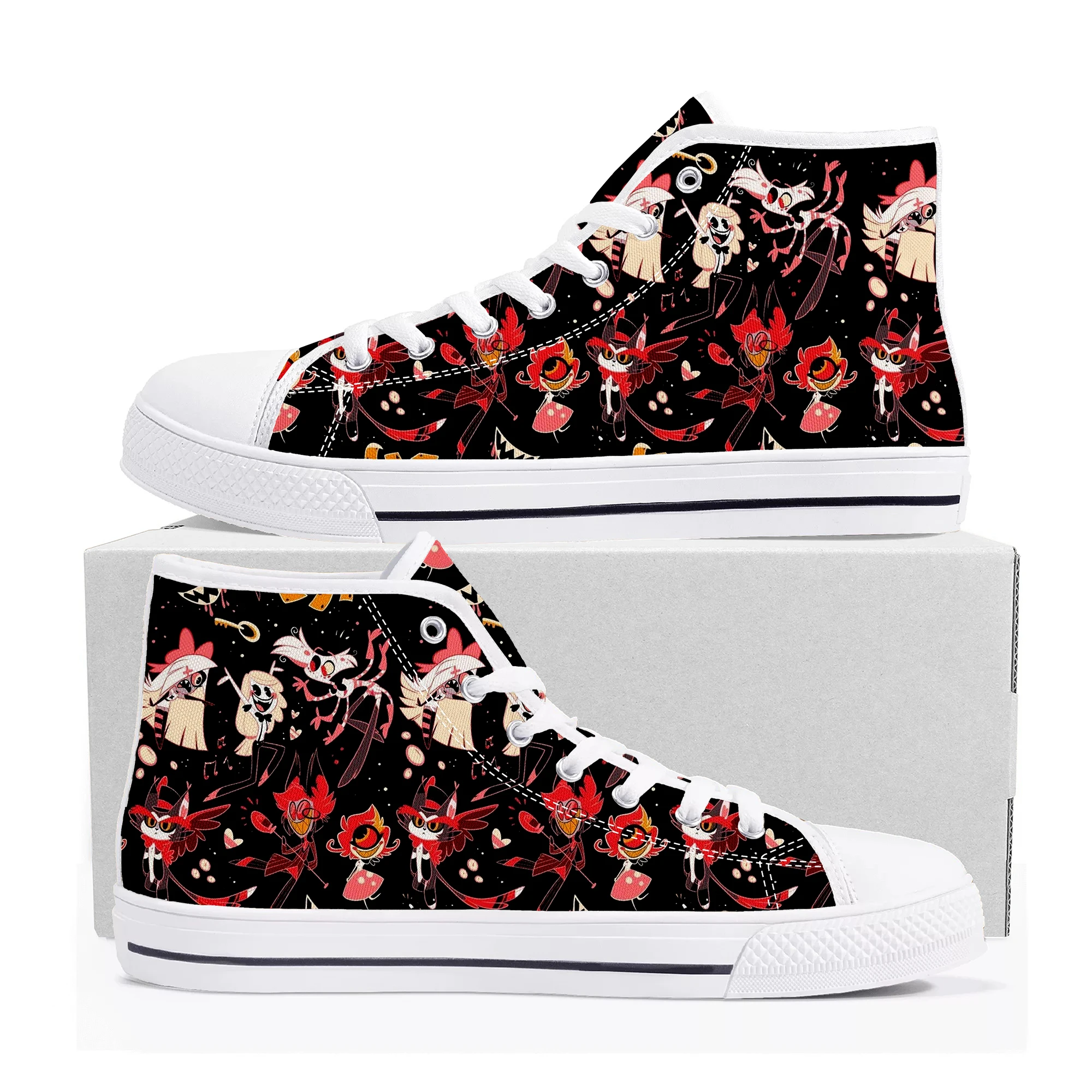 Cartoon H-Hazbin Hotel Hoge Top Hoge Kwaliteit Sneakers Heren Dames Tiener Canvas Sneaker Casual Paar Schoenen Op Maat Gemaakte Schoen