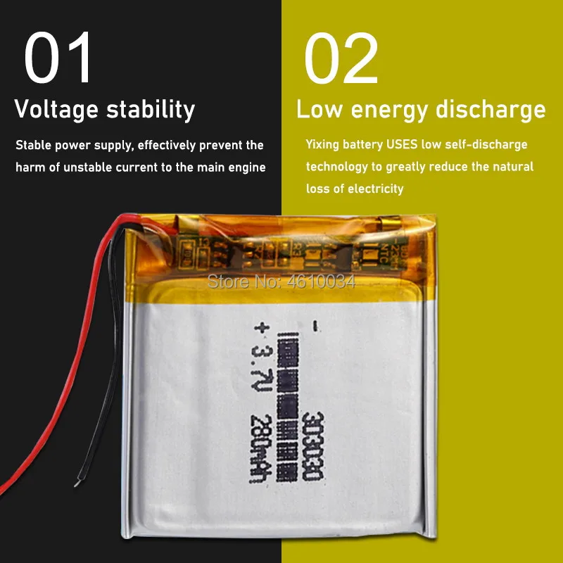 بوليمر 303030 033030 3.7 فولت 280 مللي أمبير بطارية ليثيوم قابلة للشحن مع PCM ل MP3 MP4 MP5 GPS سماعة الكهربائية لعبة مسجل صوتي