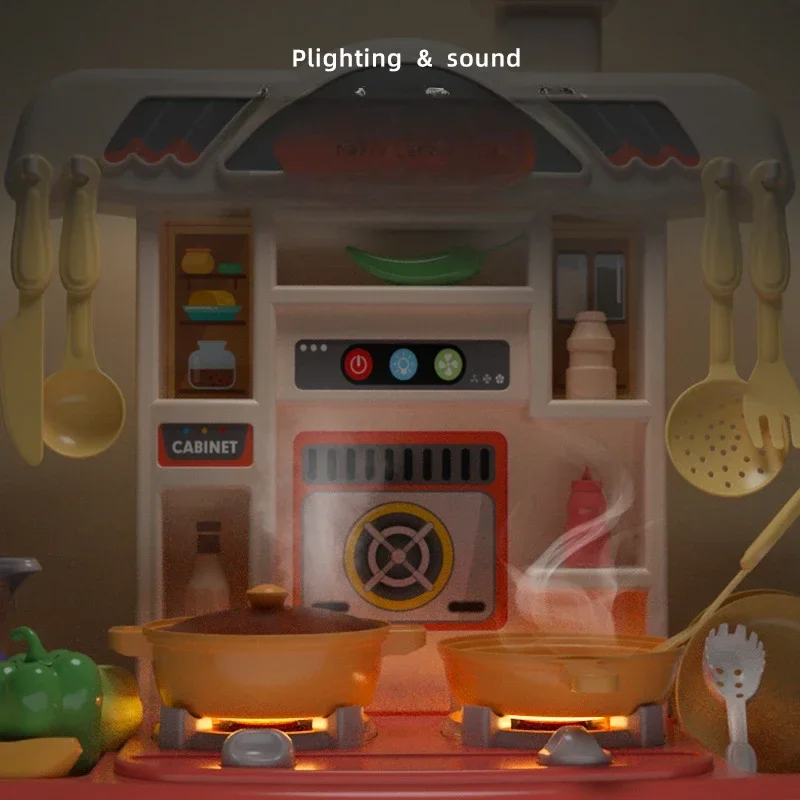 Brinquedo de cozinha realista para crianças, conjunto de chef, acessórios de cozinha, luzes e sons, para crianças, meninas, meninos de 3 anos ou mais