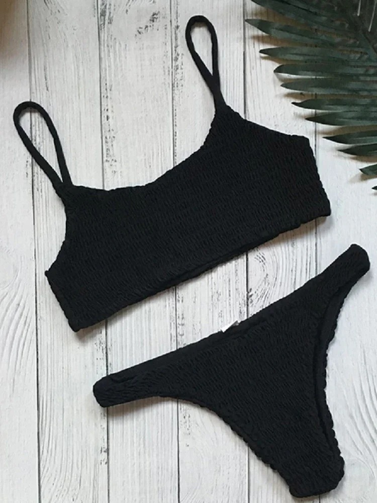 New Hot Sale Sexy Women Push-up Padded Bra Bikini Set Pleated Swimsuit Swimwear Swimming Beach Bathing Costume Bikini Set