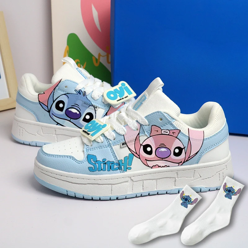 Cartoon Disney Mickey Mouse Couple Shoes, Student, Non-slip and Wear-resistant Stitch Casual Sneakers Fashion Women's Shoes