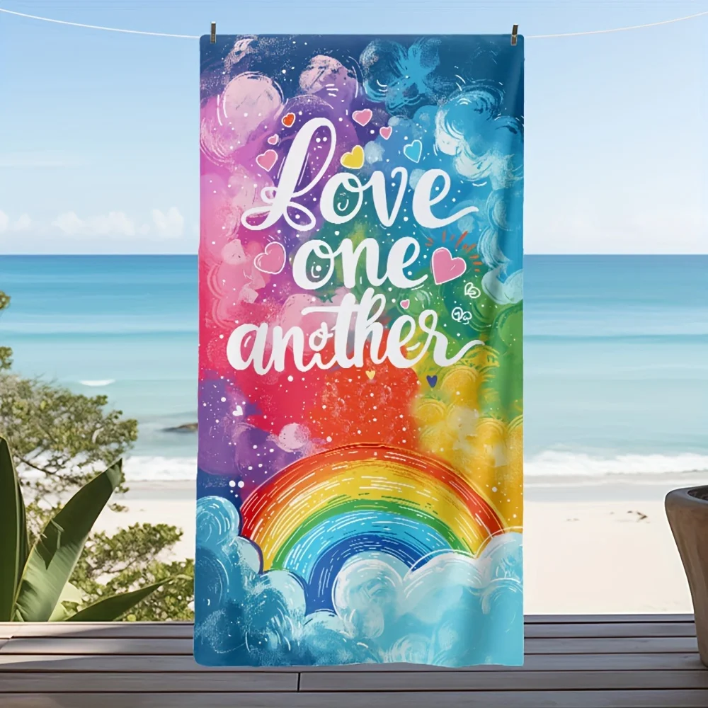 

1pc: Lightweight and Portable Rainbow Design Beach Towel, Women's Comfortable Bath Towel, Super Absorbent Camping Towel