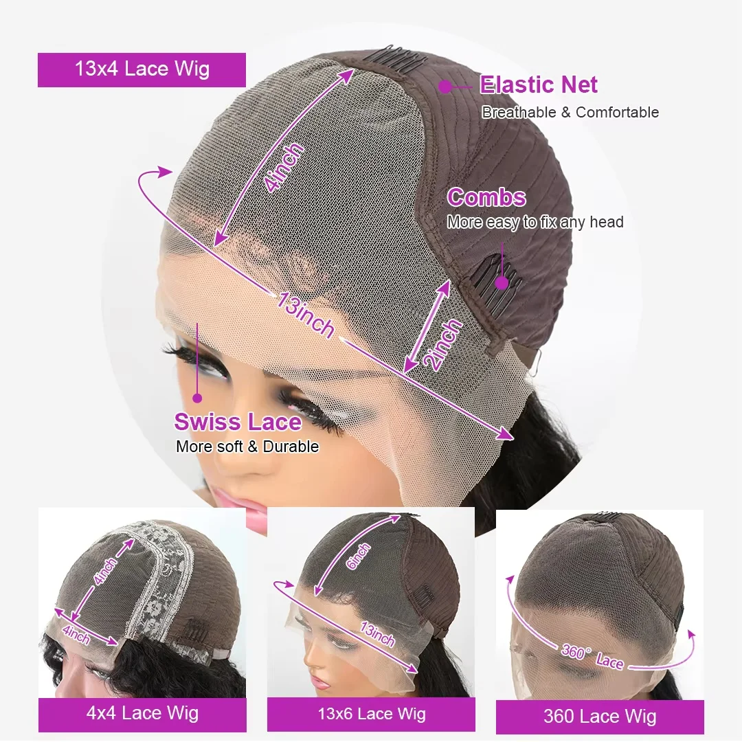 شعر مستعار برازيلي مجعد مسبقًا ، شعر مستعار بدانتيل أمامي عالي الدقة ، موجة عميقة ، 13 × 6 ، 34 بوصة