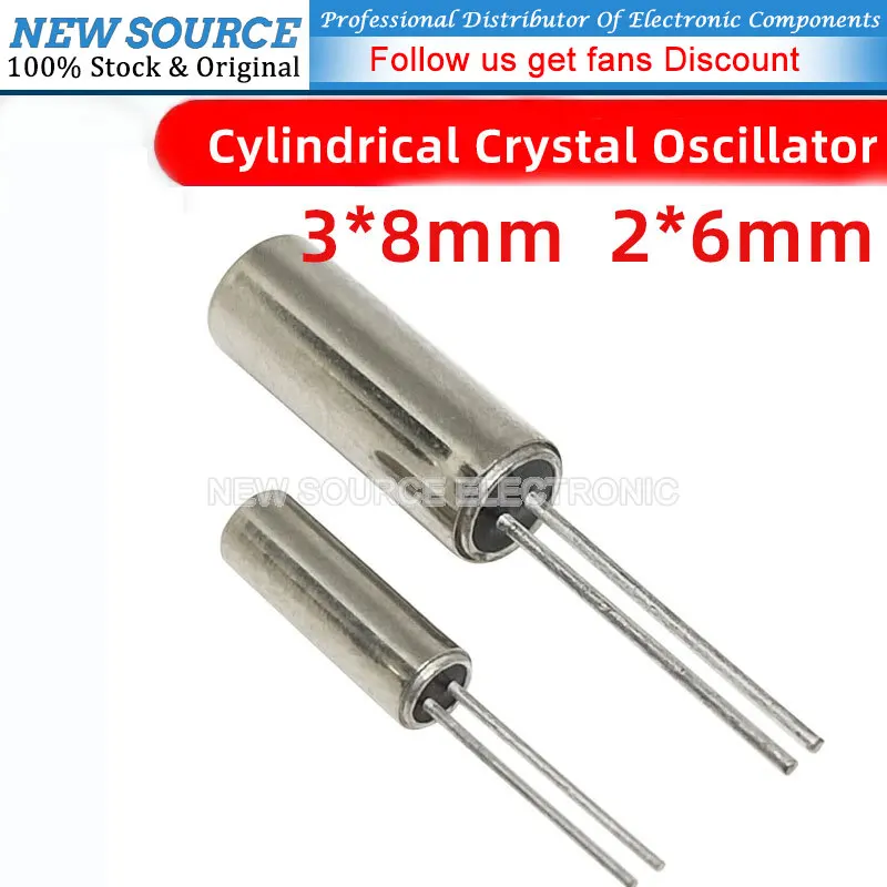 10pcs Cylindrical Passive Crystal Oscillator Quartz 32.768K DIP 2Pin Quartz Crystal 6M 12M 32k 24M 32.768M Hz 3x8 3*8 2x6 2*6mm