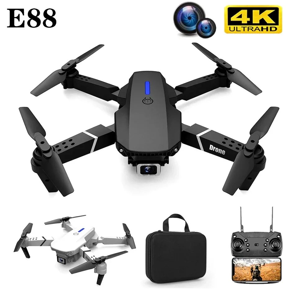 E88 Professional Mini WIFI HD 4k Drone With Camera Hight Hold Mode Foldable RC Plane Helicopter Pro Dron Toys Quadcopter Drones