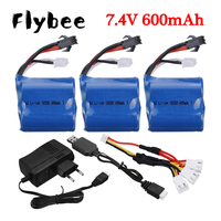 7.4v 600mAh 18350 battery + 7.4v Charger Sets for H100 H102 H106 7.4v Li-ion Battery for JJRC S1 S2 S3 S4 S5 High Speed RC boat