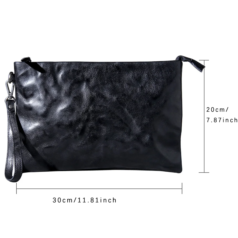 S.WORKER Retro-Clutch aus Vollnarbenleder für Herren | Handtasche aus Used-Leder mit Handgelenkschlaufe – Detail 3