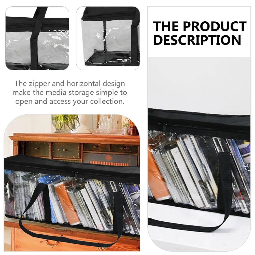 

Book Storage Bag Transparent Dvd Organizer Case With Zipper Portable Cd Storage Pouch For Music Disc Movie Collection