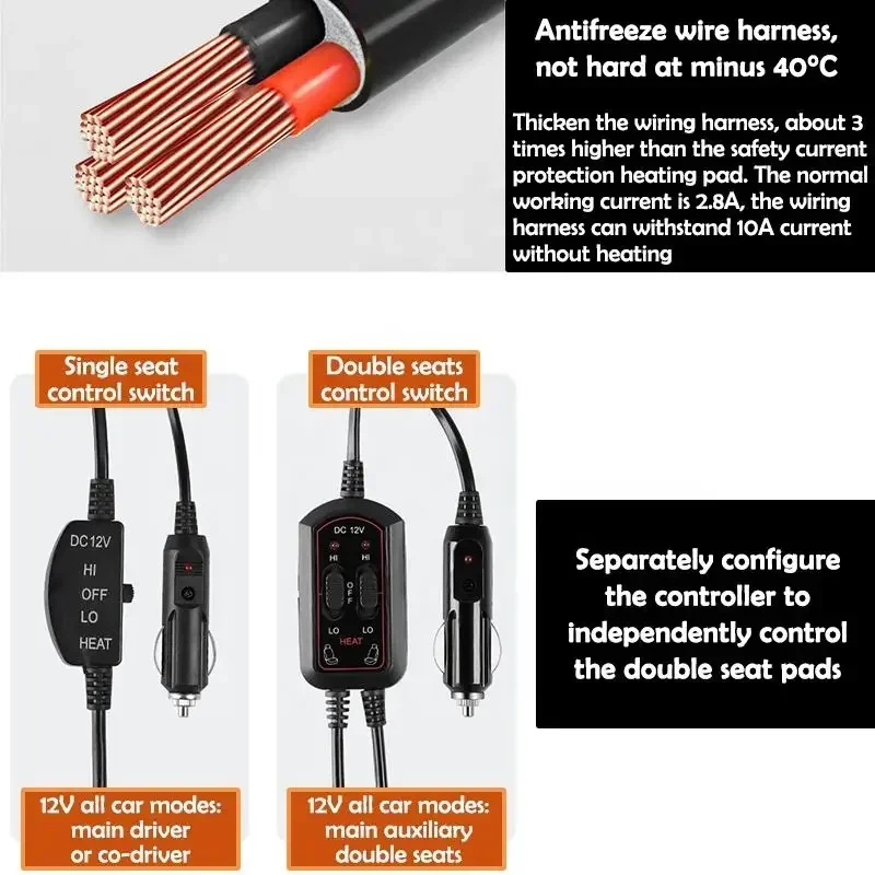 เบาะอุ่นรถยนต์ 12V เครื่องอุ่นเบาะรถยนต์ในฤดูหนาว ปลอกเบาะอุ่นเบาะรถยนต์ เบาะอุ่นไฟฟ้าในรถยนต์ เบาะฤดูหนาว