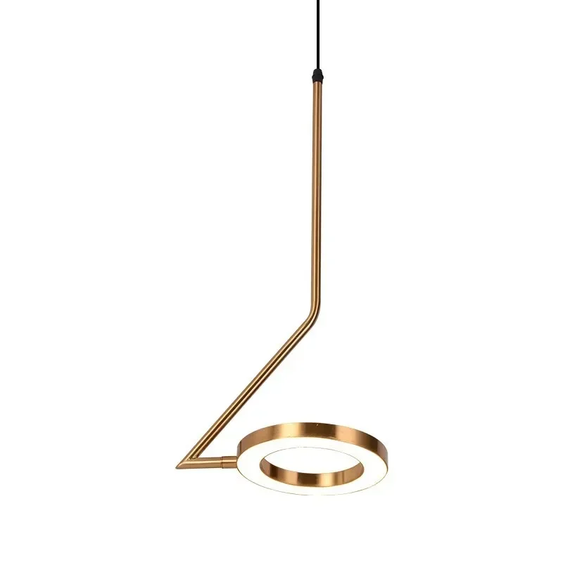 Nordic Ring Led Chandelier Novelty Aluminum Postmodern Lamp Luminaria Modern Bedroom Brass LED Creative Swing Arm Lamp