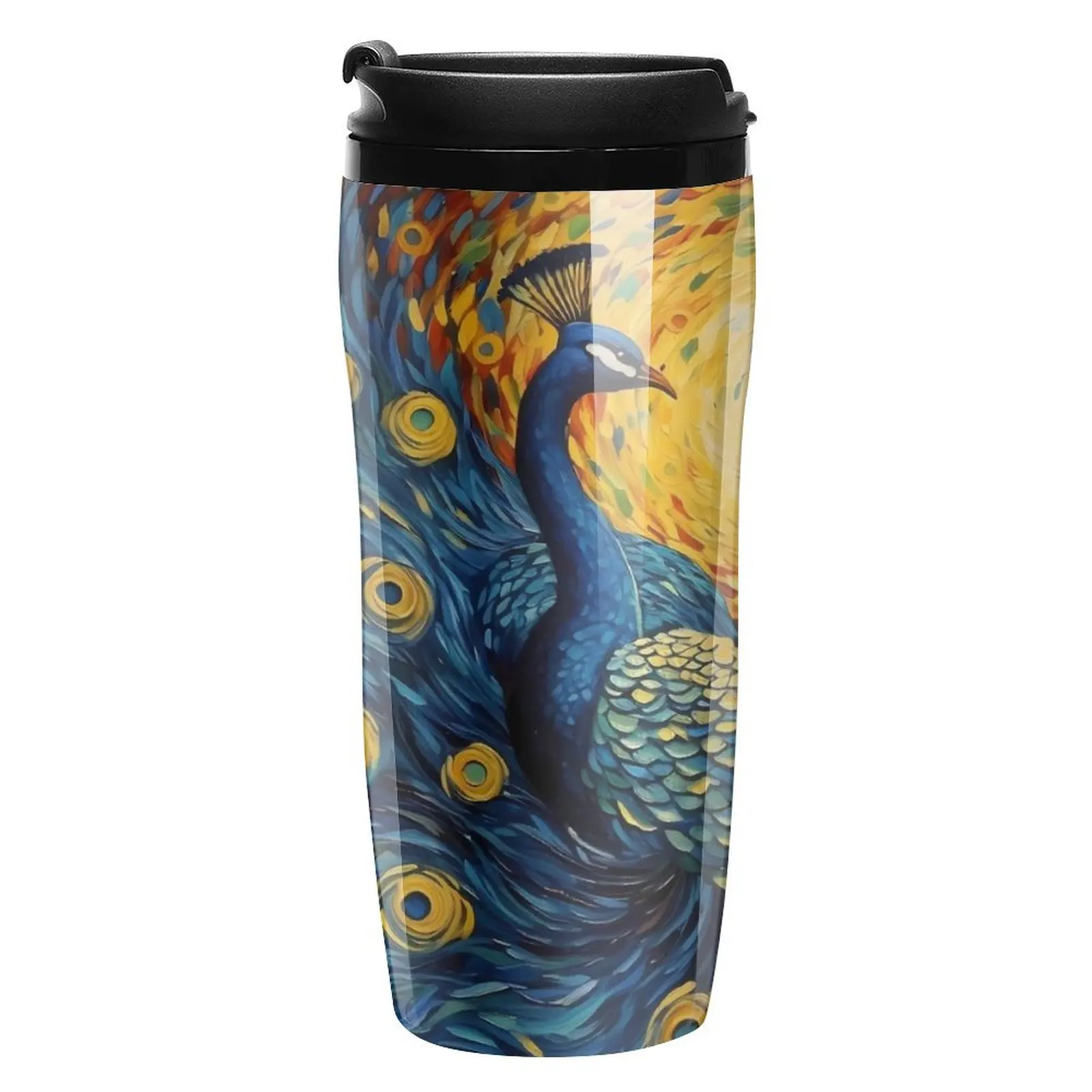 Painting Peacock Coffee Mug to Go Colorful Animal Heat Preservation Plastic Water Bottle Travelist Custom Gift 350ml Plastic Cup