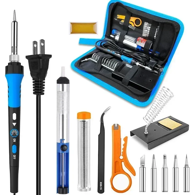 

New 60W Temperature Controlled Soldering Iron Switch Soldering Pen Repair Soldering Welding Toolkit Soldering Iron 12 Piece Set