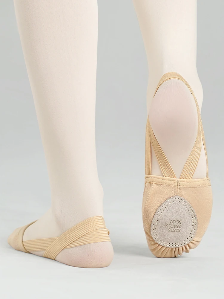 Chaussures de ballet demi-pointe à semelle fendue | Pantoufles de danse pour adultes et enfants pour la gymnastique | Semelle flexible professionnelle antidérapante