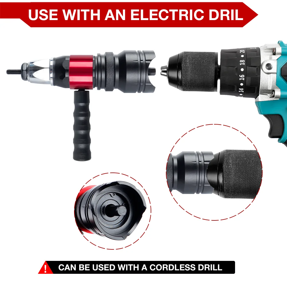 Convertitore professionale per pistola per rivetti elettrici, strumento per rivetti fai da te per la casa, strumento per rivetti M3 M4 M5 M6 M8 M10, macchina per rivetti senza fili, pistola per rivetti a trazione