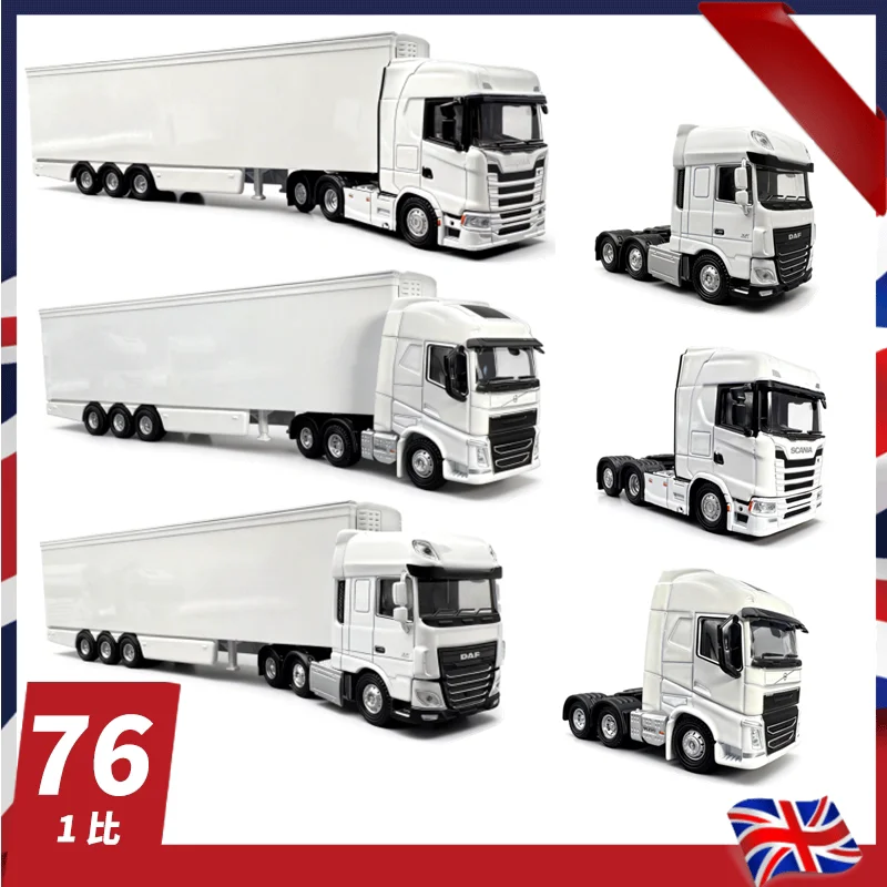 Diecast OXFORD 1:76 Scale Volvo DAF Semi-trailer Container Truck Alloy Car Model