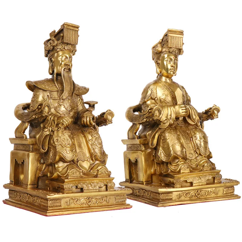 Bronze statues of Jade Emperor, the Queen Mother of Heaven, and Buddha, used as decorative items for worship