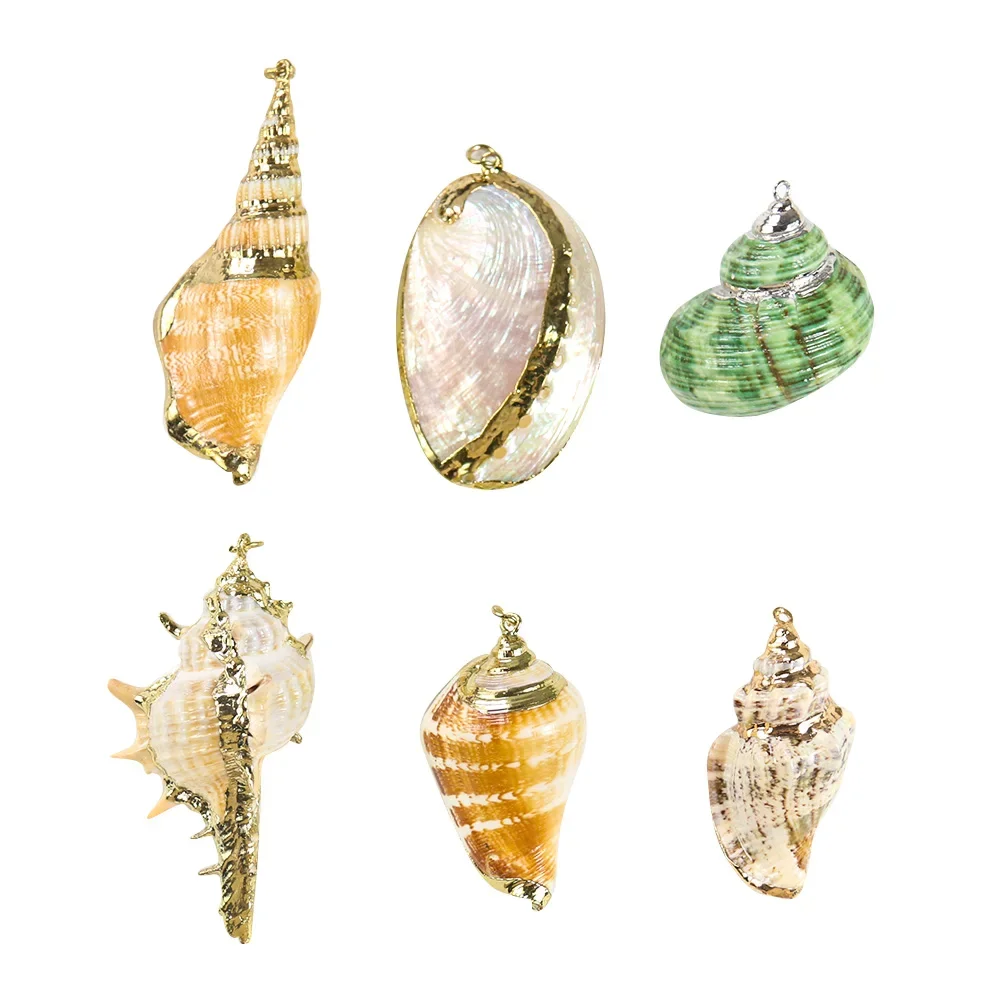 5PCS Natural Conch Seashell Ornaments for Pendant Shells Charms Necklace Pendant DIY Shells for Jewelry Making Accessories