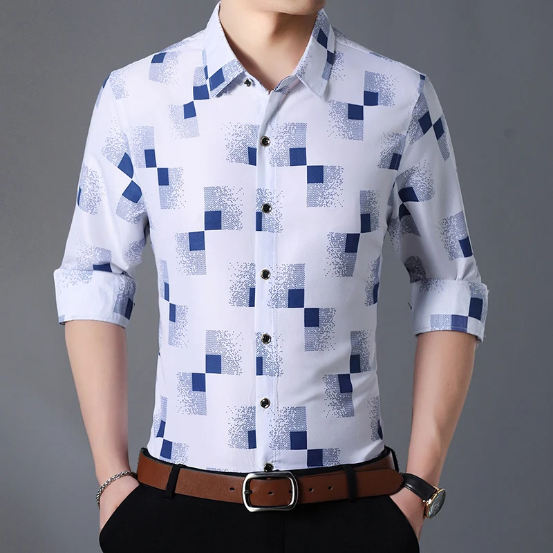 Plaid Shirts Men Fashion 2023 New Autumn Button Down Long Sleeve Casual Social Shirt Business Office Plus Size 7XL