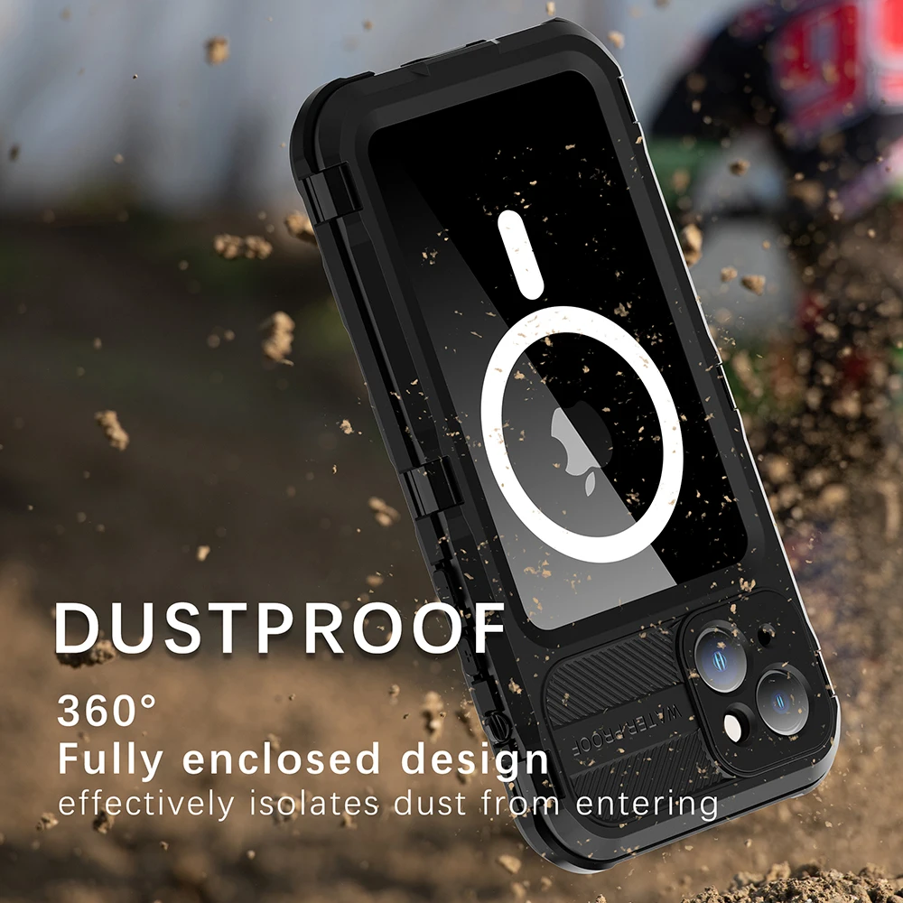 Custodia impermeabile IP68 per iphone 15 Pro Max Cover in lega di alluminio 15 Plus Full Body Anti-Shock Funda proteggi schermo integrato