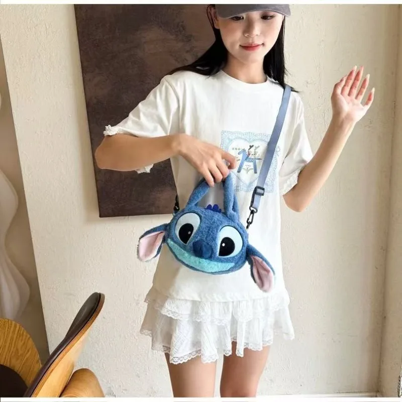 Disney New Lilo & Stitch Plush Toys Kawaii Plush Messenger Bag Girl Handbag Anime Stuffed Toys Children Cartoon Plushie Soft Bag