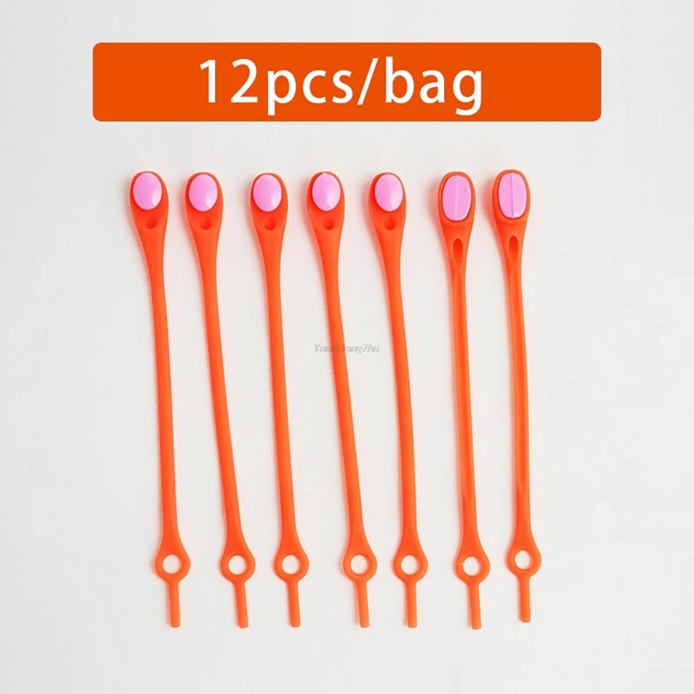 12-pack Laceless siliconen elastische veters rubberen veters volwassen kinderen luie kant gratis veters one size veelzijdig past op de meeste schoenen