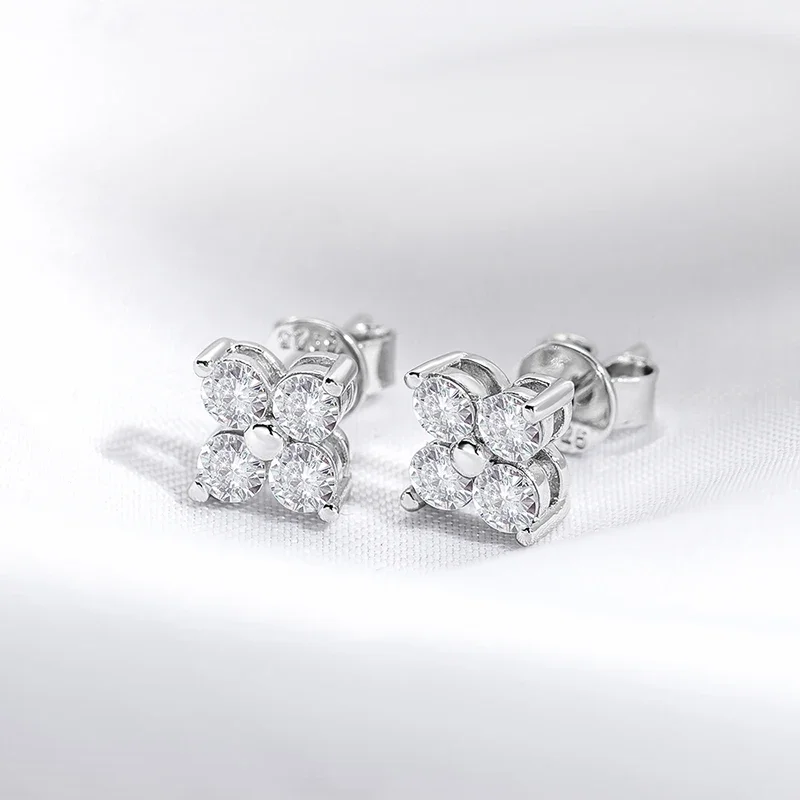 FCGJHW 0.8CTTW Full Moissnaite Stud Earrings for Women 4 Stones Classic S925 Sterling Silver Earring GRA Wedding Jewelry 2026