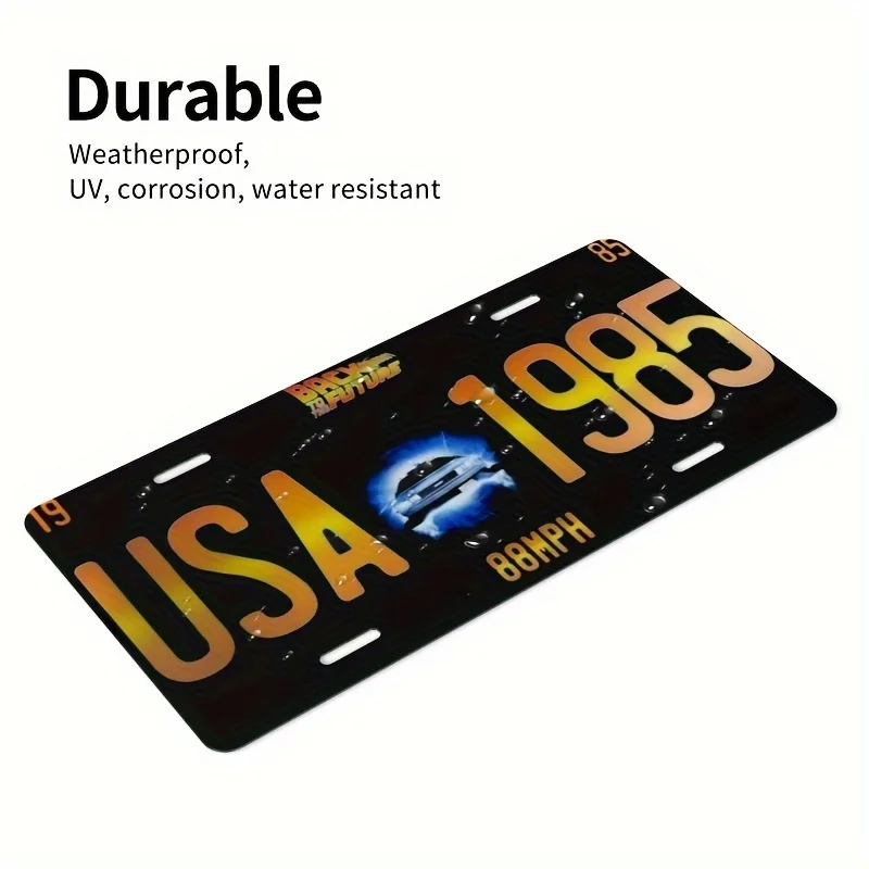 Letrero Decorativo de Pared de Aluminio con Diseño de Placa de Matrícula - Tema Retro de Regreso al Futuro, Reutilizable, Letrero Metálico Resistente a la Corrosión para el Hogar y