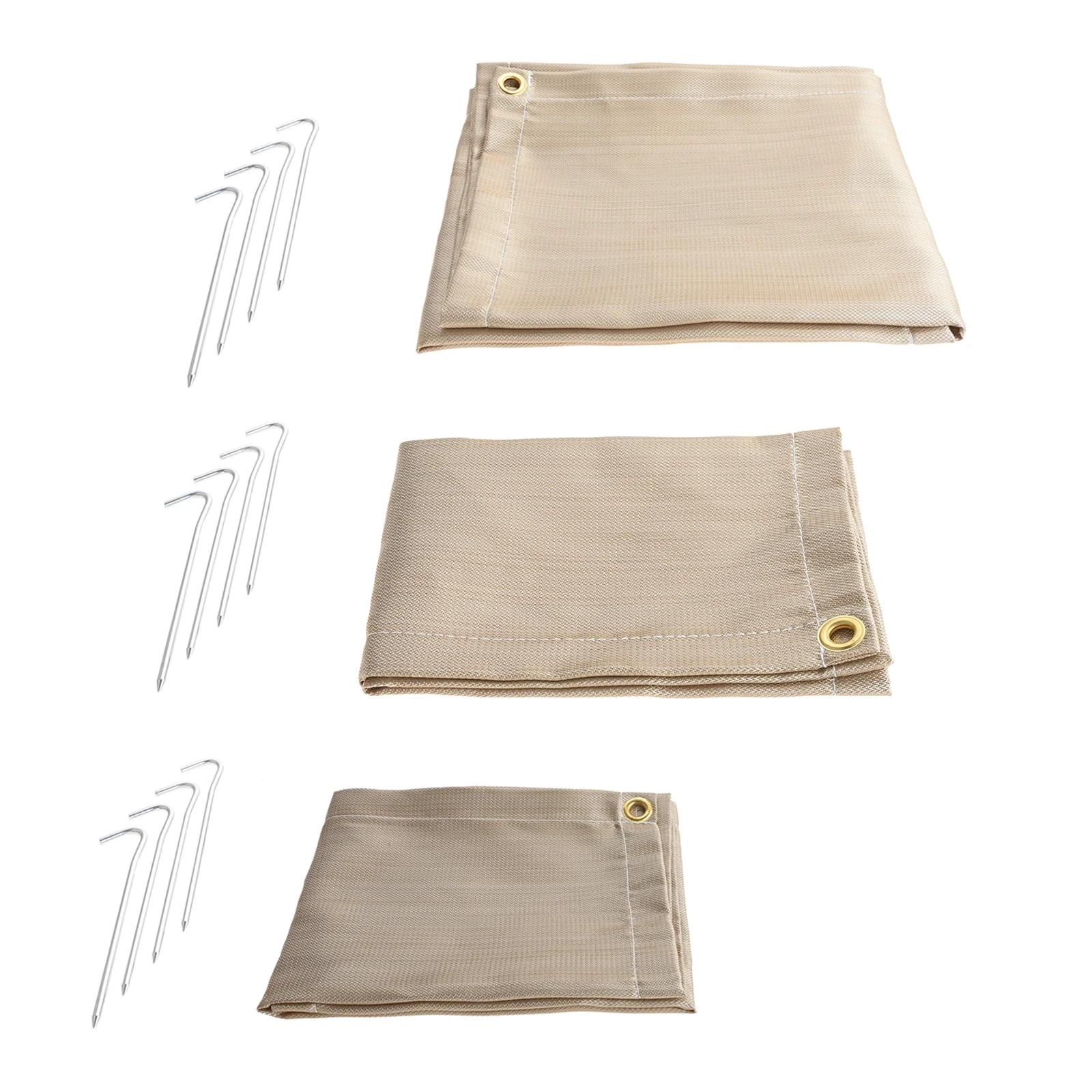 1Set Gold Mat With 4 Stakes 100x100/50x50/60x80cm Suitable for Indoor Fireplaces Welding Work and Outdoor BBQ Camping Fire Pits