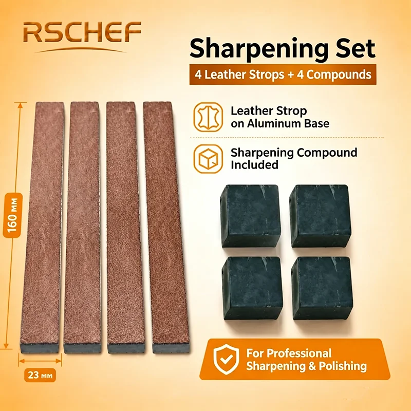 Premium Leather Honing Strop Kit Knife Polishing Sharpener Compound Paste Whetstone Sharpening Accessories