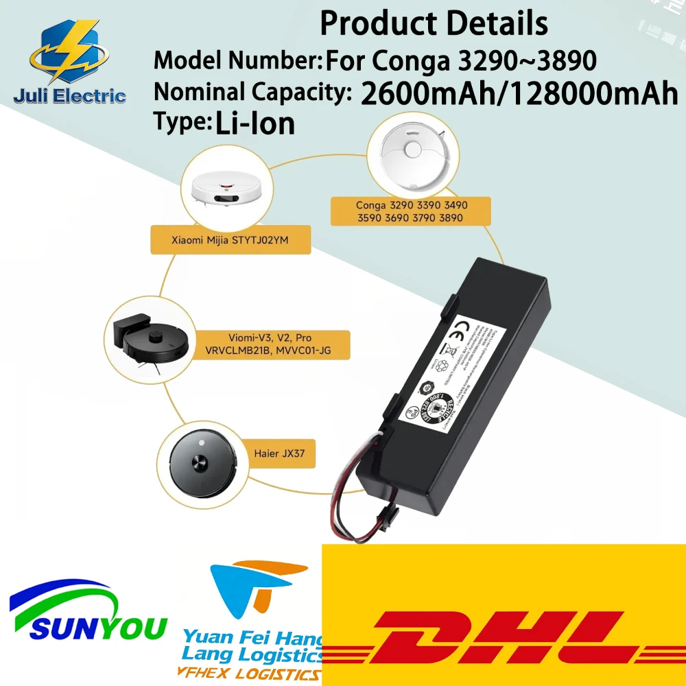 

14.4V 12800mAh STYTJ02YM Battery for Xiaomi Mijia Vacuum-Mop P Robot Vacuum Cleaner Replacement Lifepo4 Battery Battery Pack