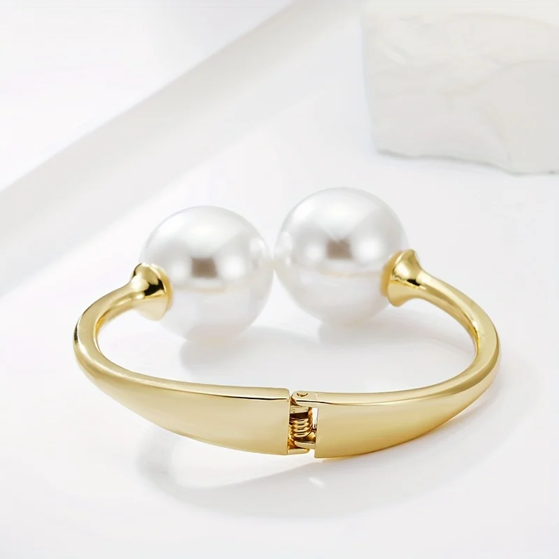 2 Bohemian-style Metal Curtain Rings with Artificial Pearls - Durable and Fashionable Home Decoration Curtain Ties
