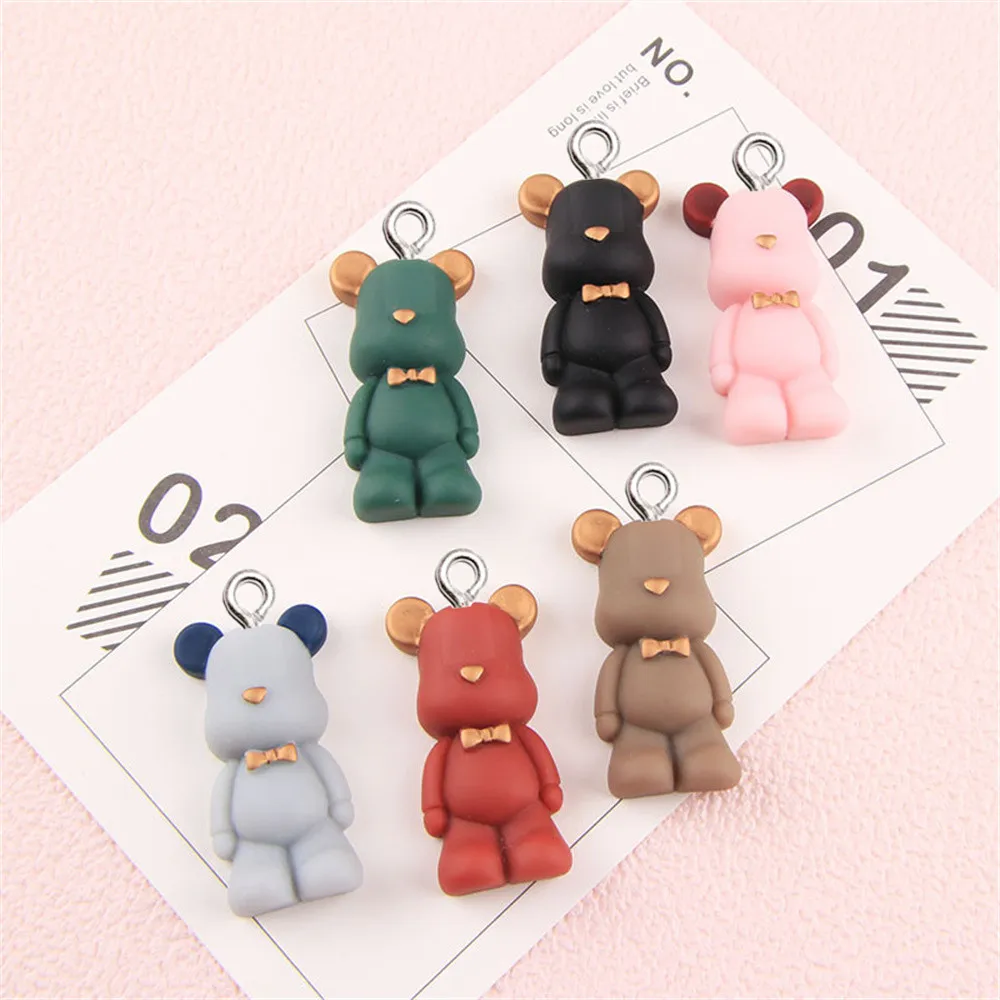 10Pcs Creative Bowknot Bear Resin Charms Earring Necklaces DIY Jewelry Making Accessories Phone Case Bag Key Chain Decor Pendant