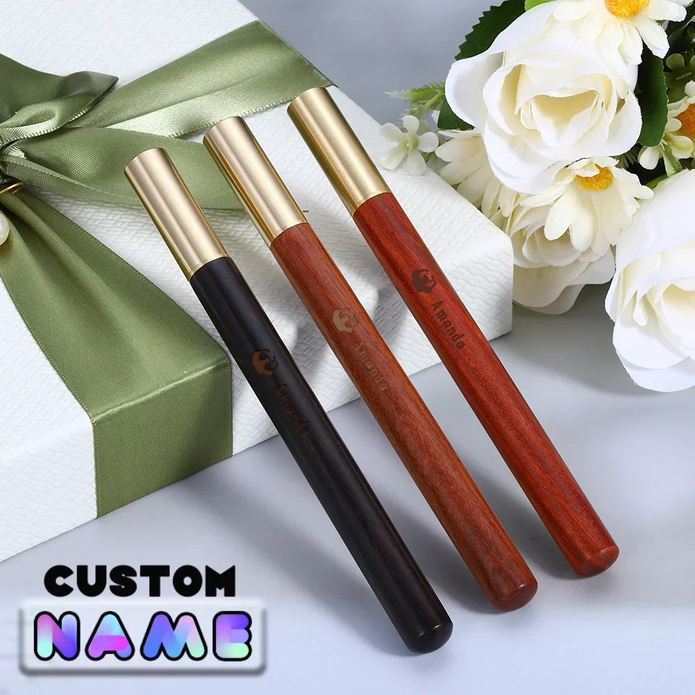 

Luxury Sandalwood Metal Rotating Ball Pen Personalized Customization Name Business Pen School Office Stationery Gift Pens