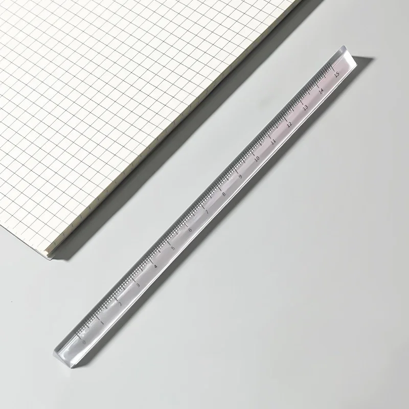 Règle droite triangulaire transparente simple, outils Kawaii, dessin animé, cadeau de bureau, mesure scolaire, 15cm, 20 cm